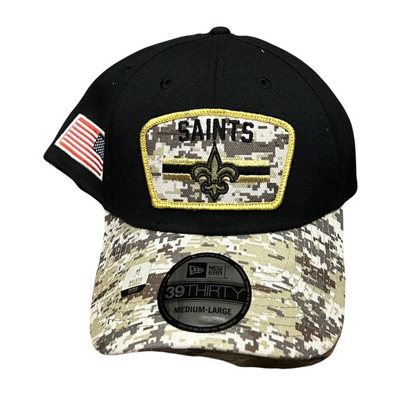 NWT New Orleans Saints New Era 39Thirty Salute To Service Logo Flex-Fit Hat - Picture 1 of 2